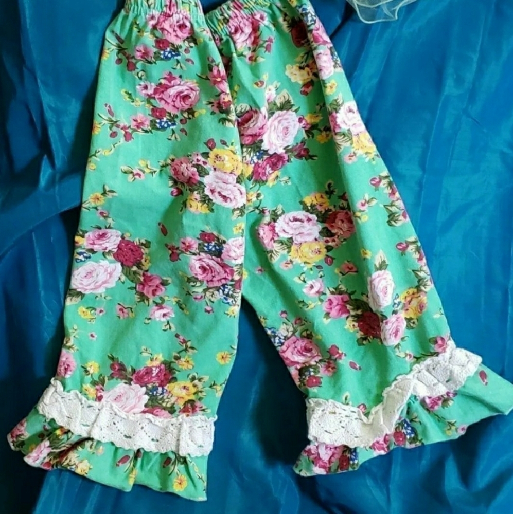 Cotton Culottes Peppermint Rose & Lace ages 7- 10 size XXXL Bloomer Shorts